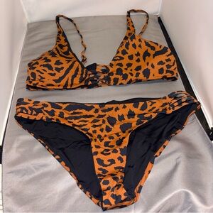 TiniBikini Size M Reversible Leopard Print / Black Bikini